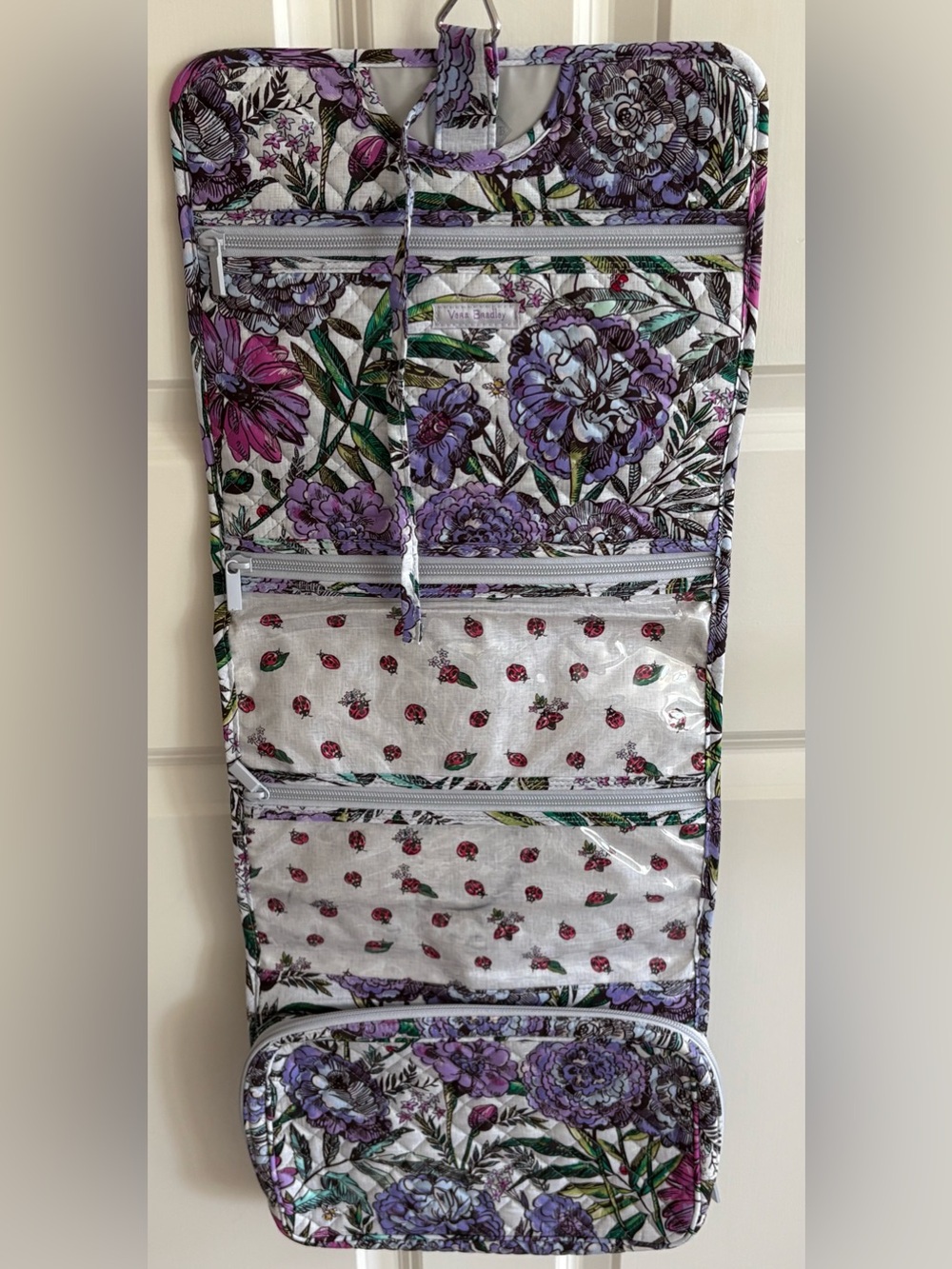 Vera Bradley Lavender & Green Floral Quilted Cosmetic/ Travel Tote - Picture 4 of 6